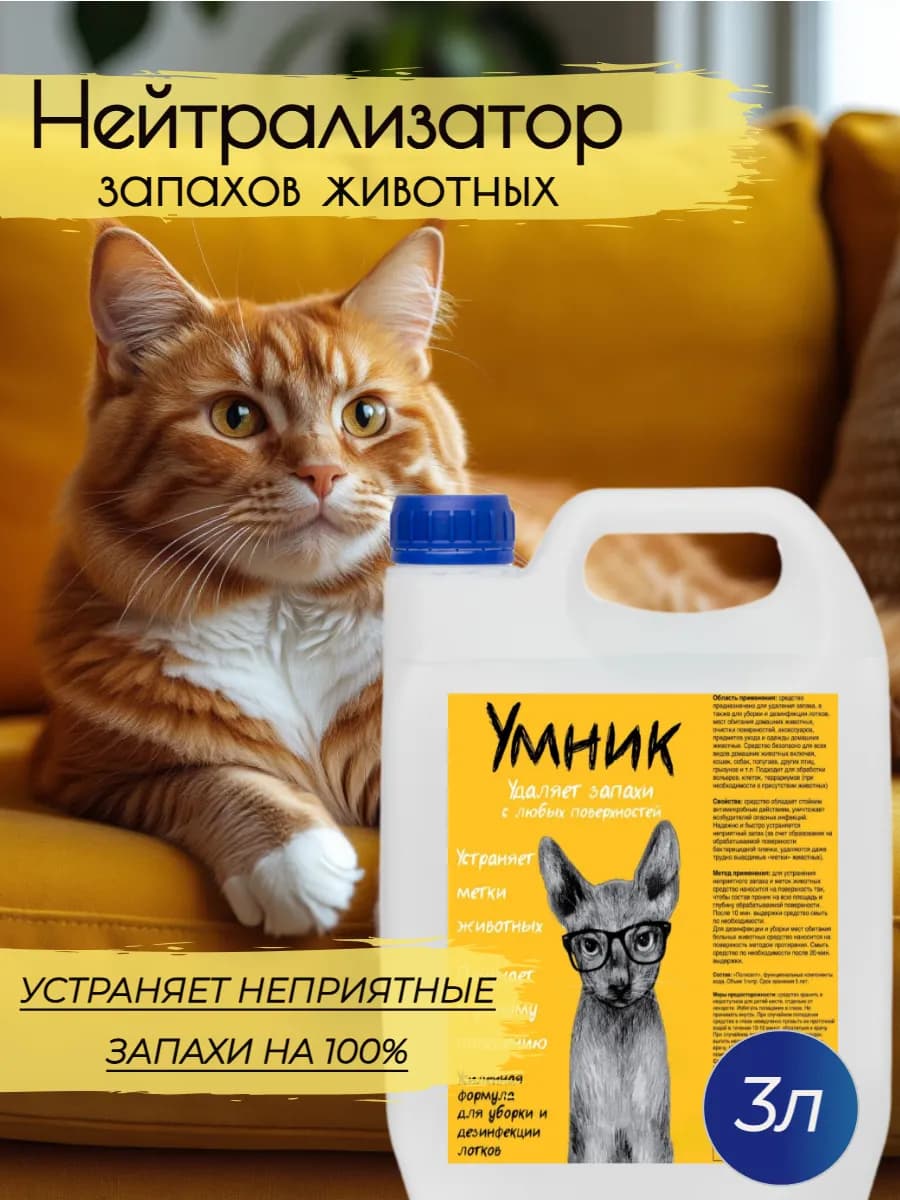 Нейтрализатор запахов животных для мытья лотков 3л