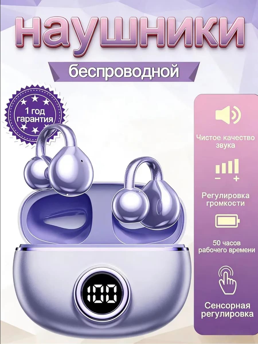 Наушники клипсы беспроводные, подходящие для занятий спортом