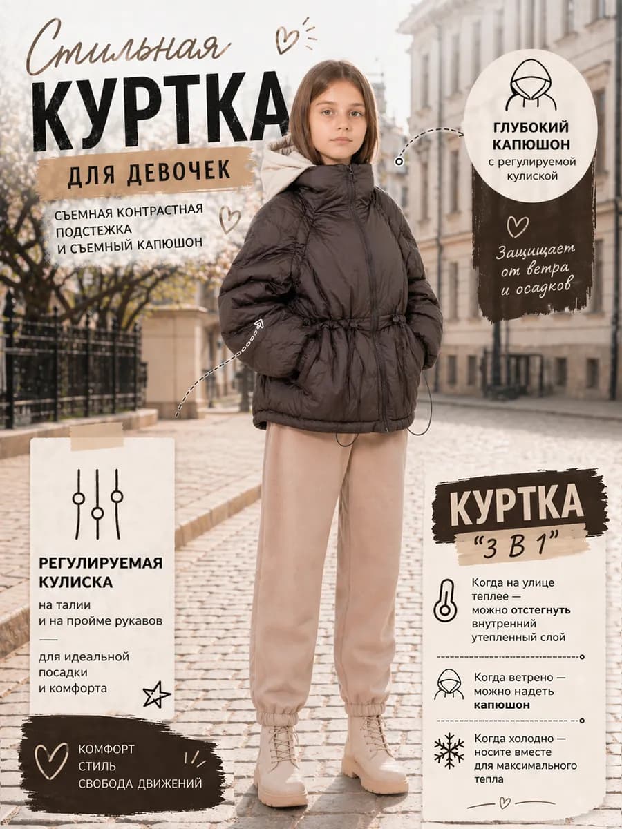 Куртка демисезонная подростковая с капюшоном