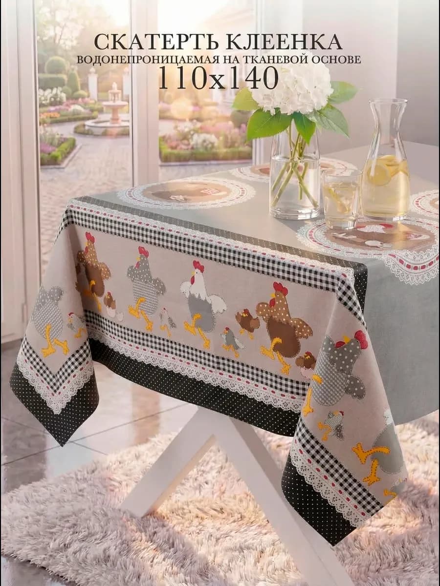 Скатерть клеенка на пасху 110х140 см на тканевой основе
