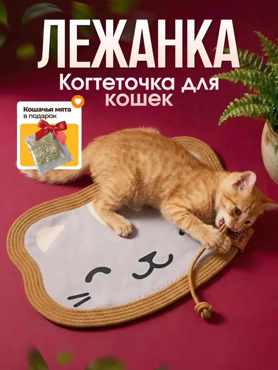 Лежанка - когтеточка с кошачьей мятой в подарок