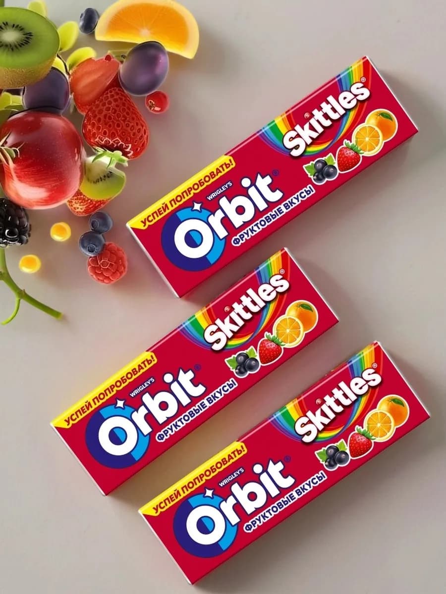 Орбит со вкусом Скиттлс 13,6 г 3 шт