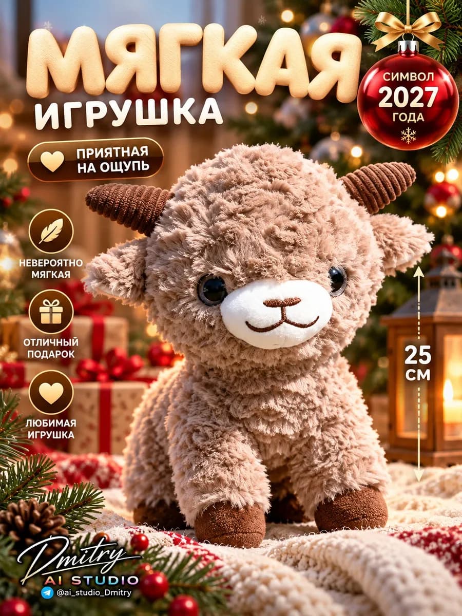 Мягкая игрушка Овечка 25 см