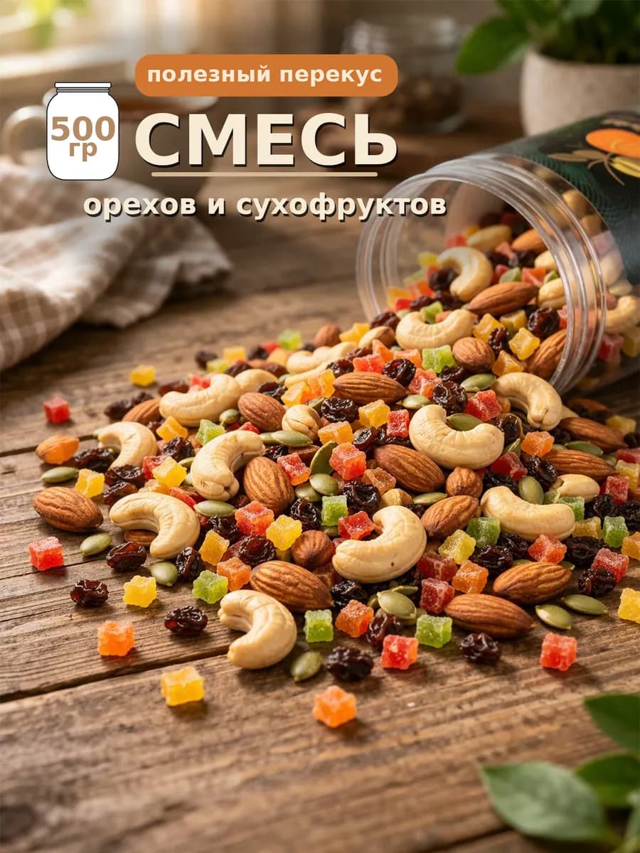 Смесь орехов и сухофруктов 500гр