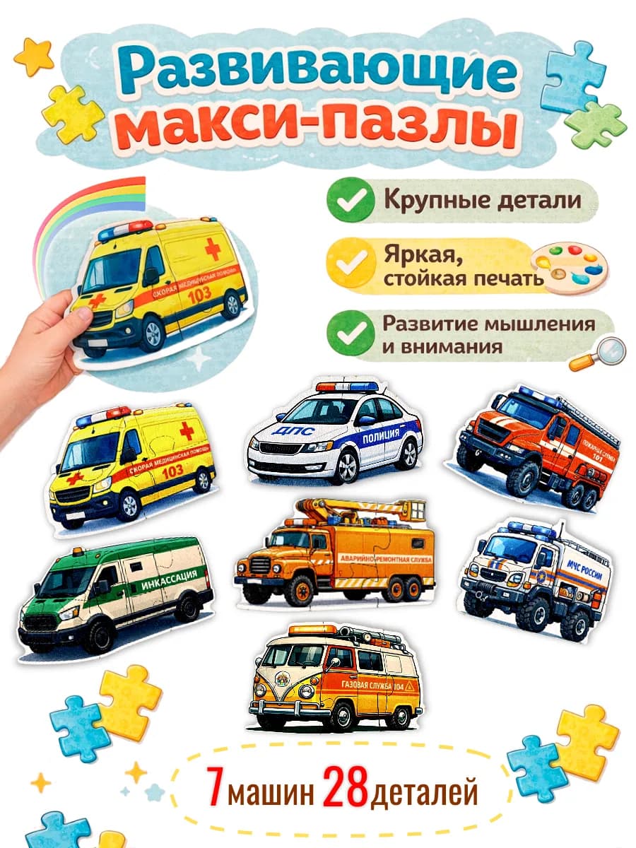 Макси пазлы развивающие для детей Машины спецслужб