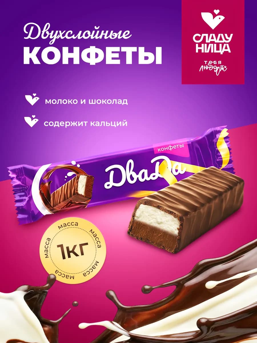 Конфеты ДваДа в глазури типа пралине 1 кг