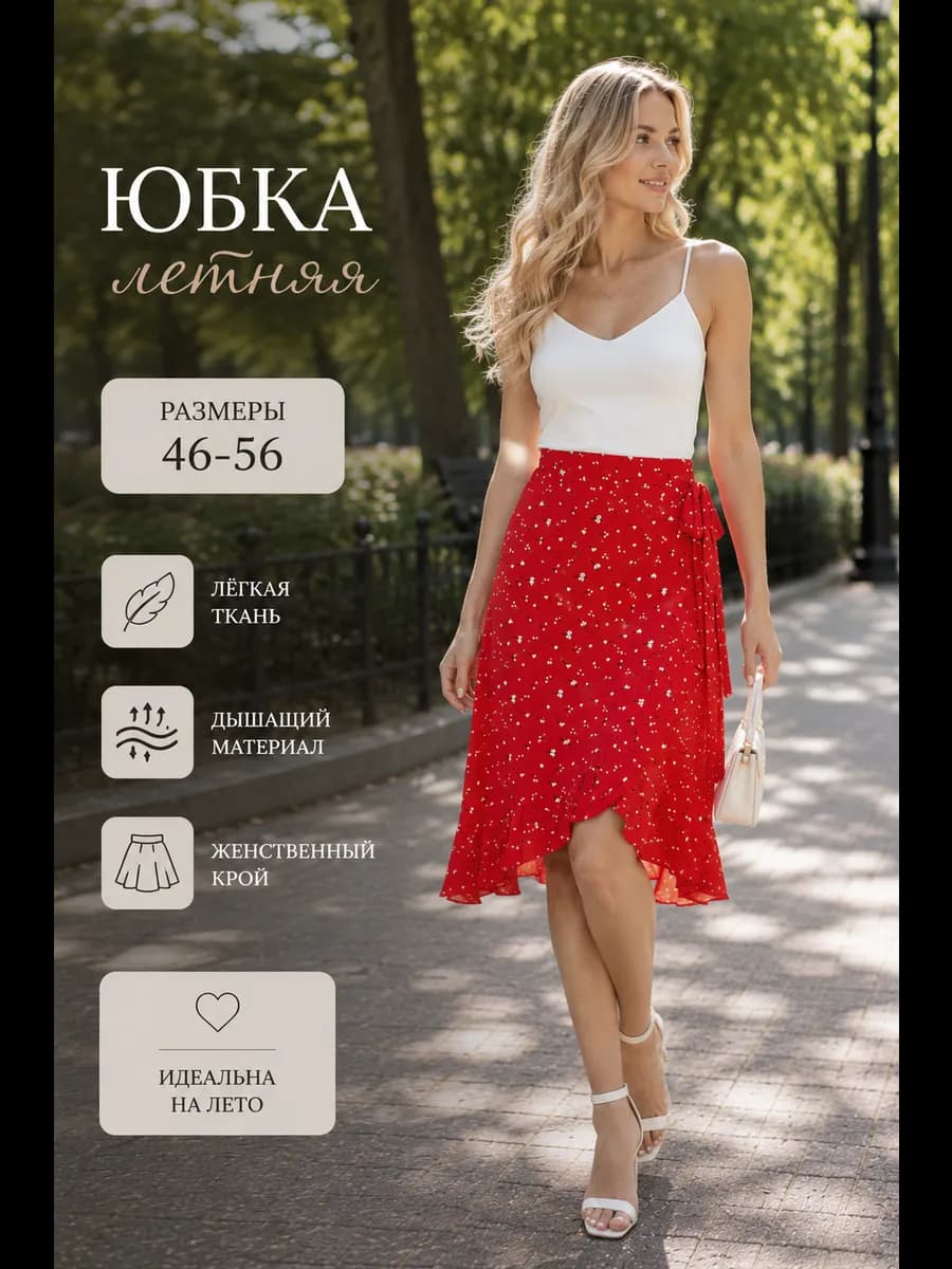 Юбка летняя короткая на запах