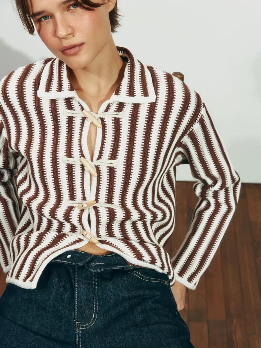 Кардиган вязаный oversize в полоску