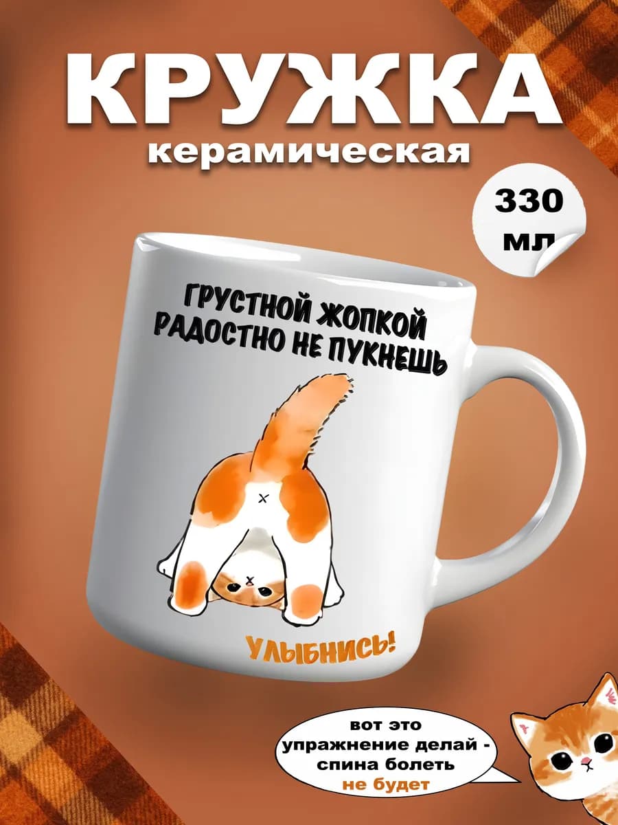 Большая кружка мем с котиком прикол для чая или кофе