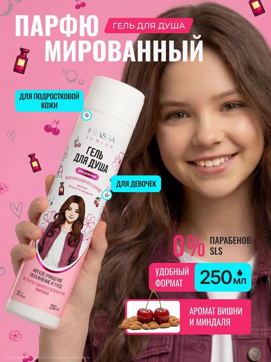 Гель для душа для девочек парфюмированный JUNIOR, 250мл