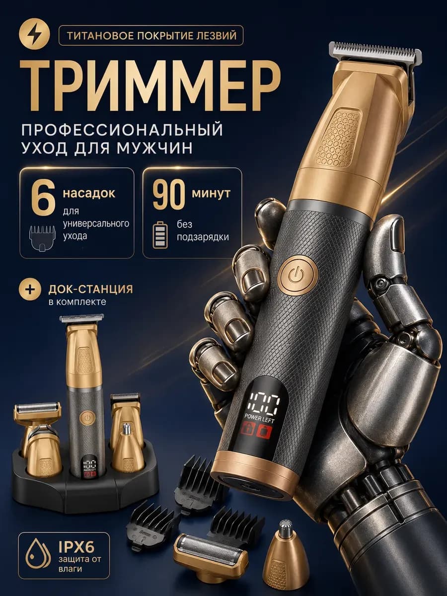 Триммер мужской универсальный с насадками