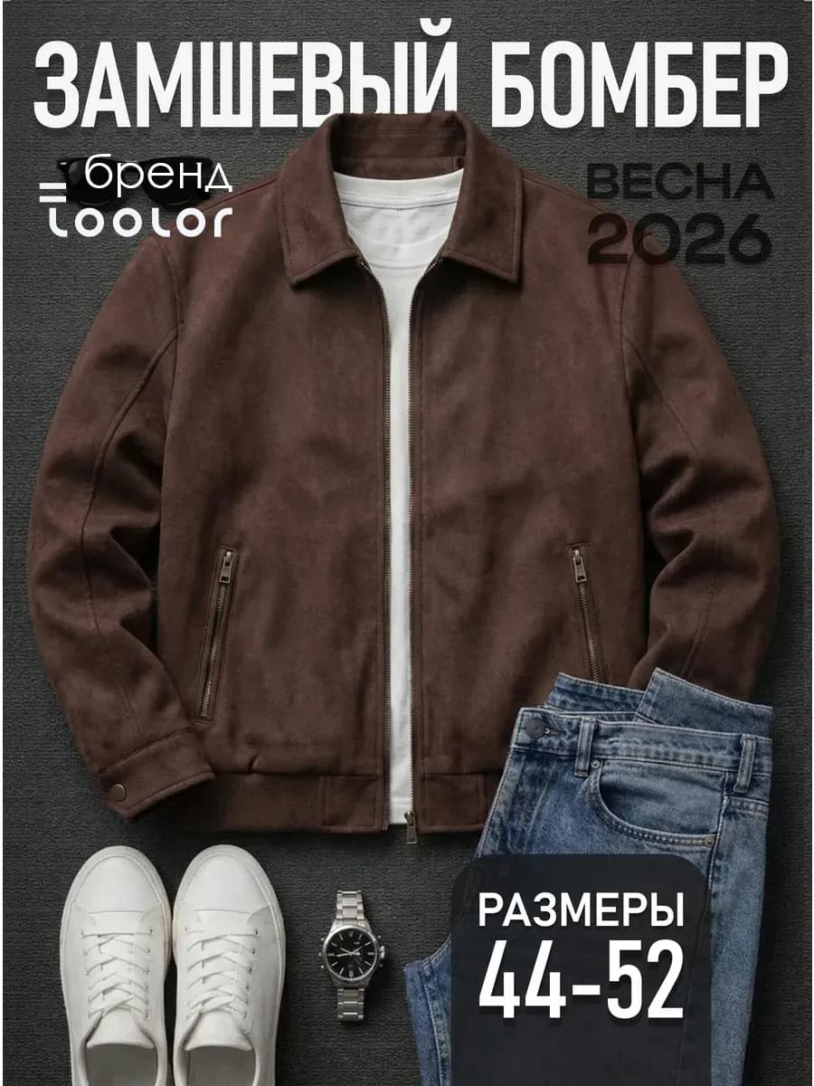 Бомбер замшевый трендовый демисезонный