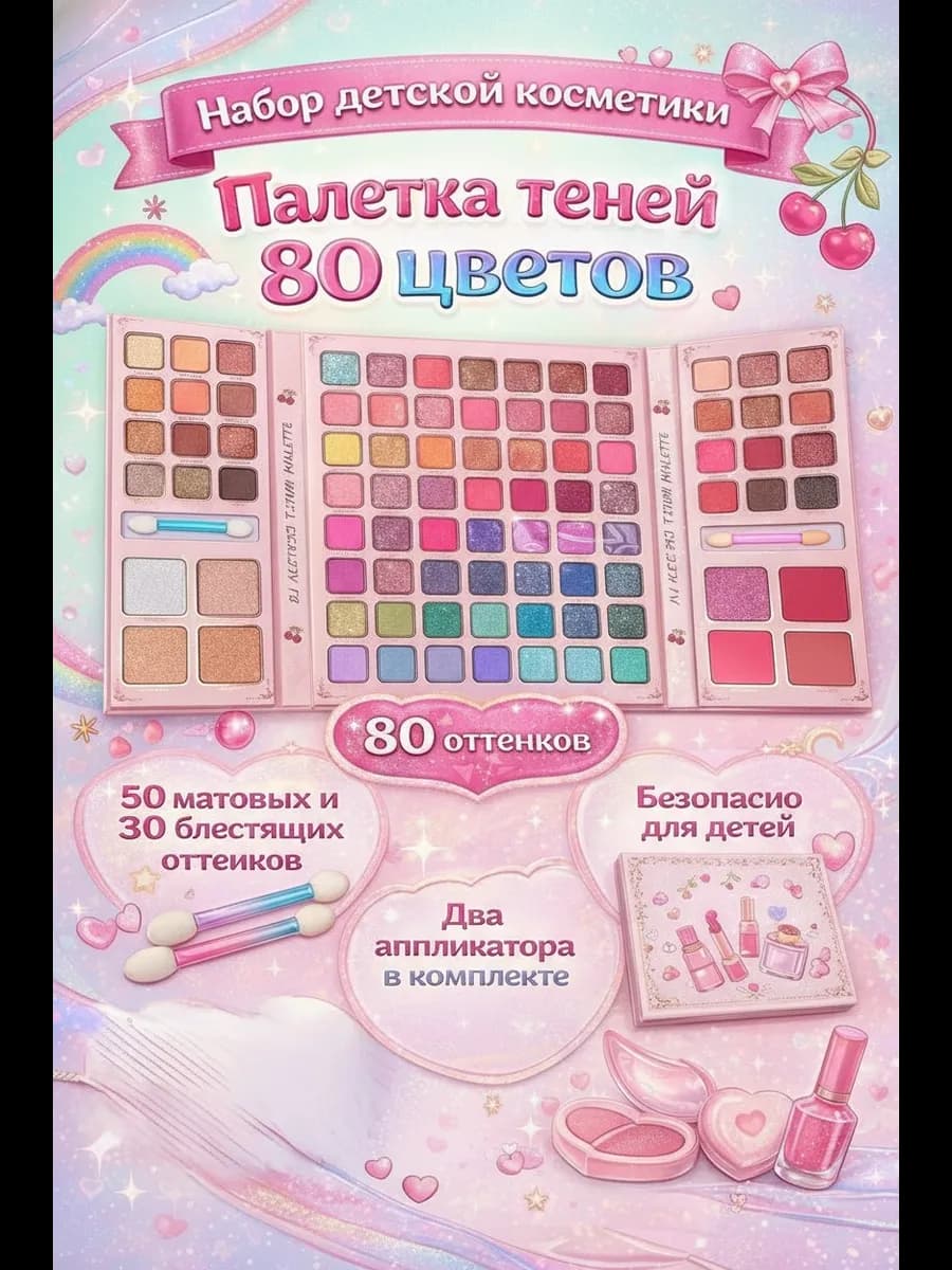 Набор детской декоративной косметики Палетка теней 80 цв