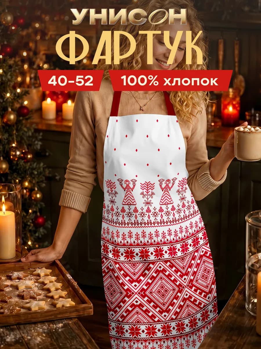 Фартук рогожка 60х70 Славянские узоры