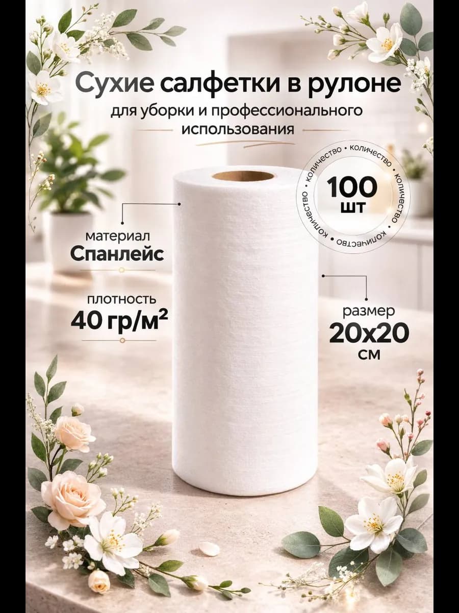 Салфетки для уборки на втулке,100 шт