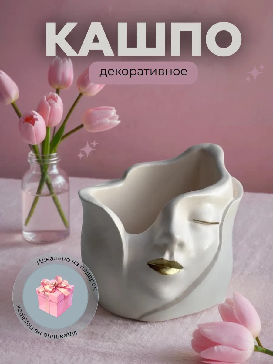 Кашпо для кактусов и суккулентов органайзер из гипса