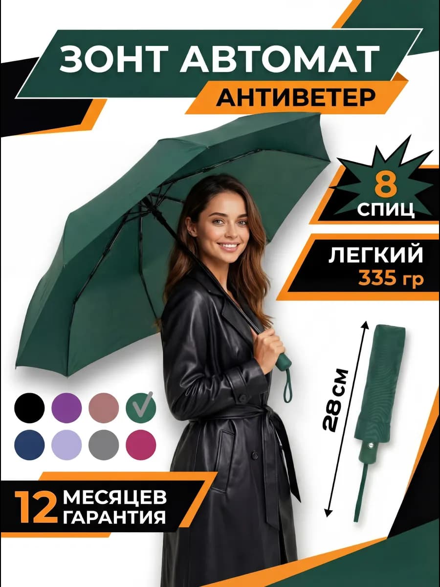 Зонт автомат антиветер складной