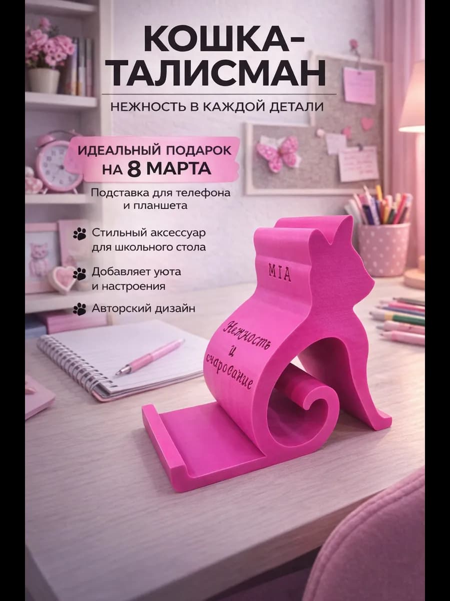 Подставка для телефона и планшета "Кошка MIA" интерьерная