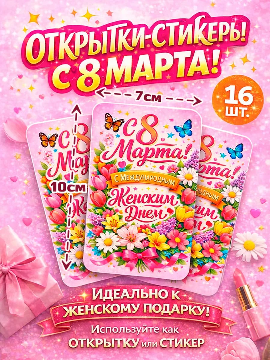 Открытки-стикеры с 8 Марта