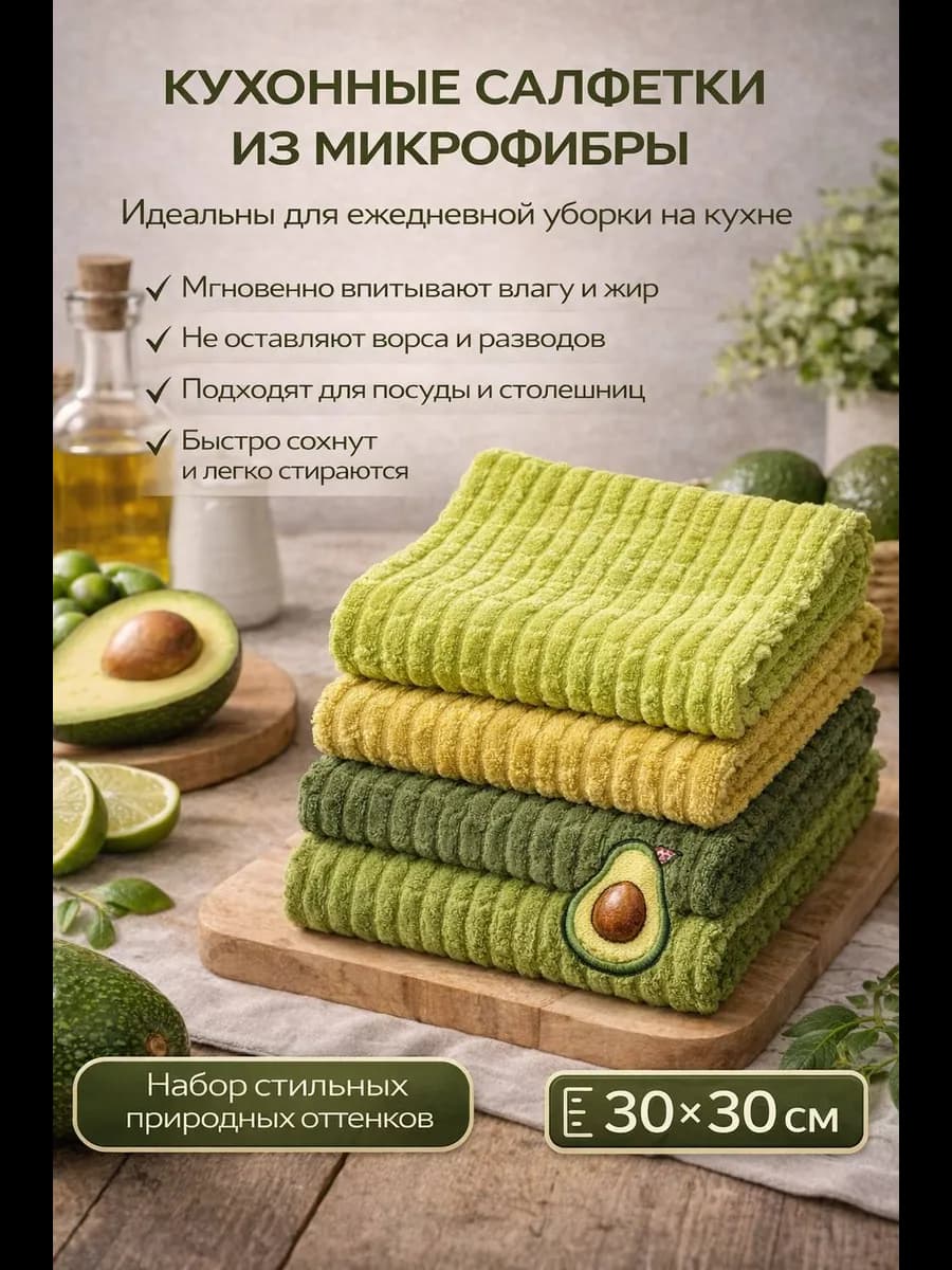 Салфетки кухонные из микрофибры набор