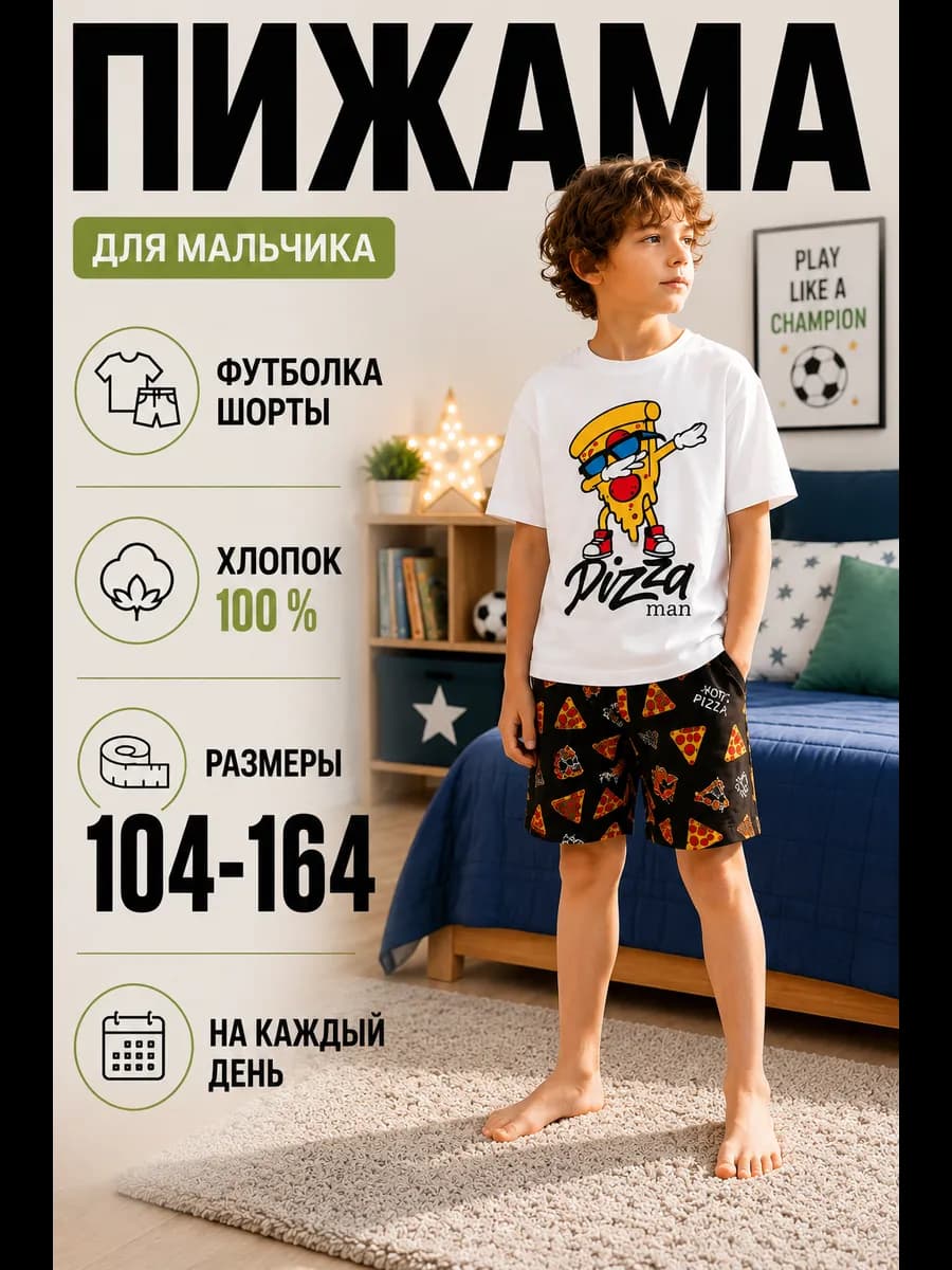 Костюм ХЛОПОК летний футболка с шортами для подростка