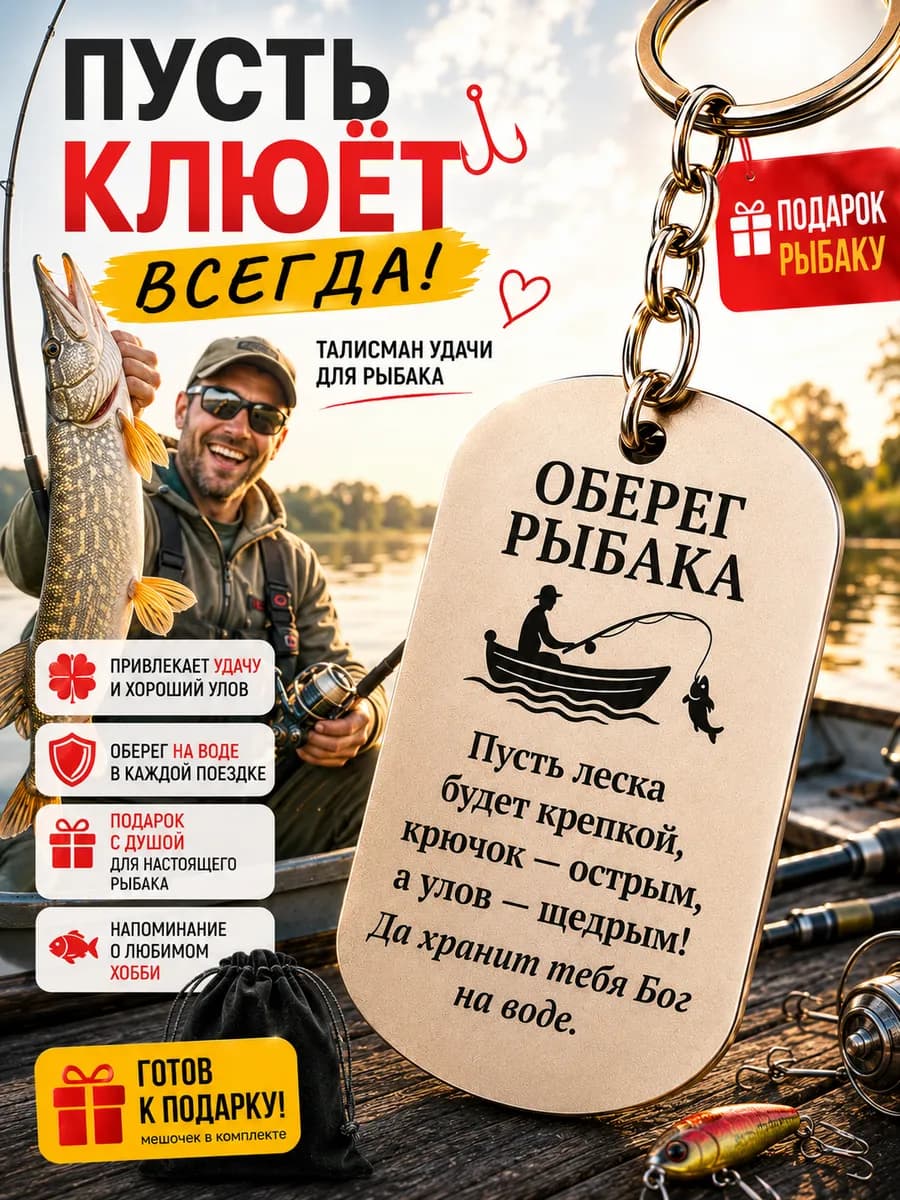 Подарок - брелок для мужчины Оберег рыбака, талисман