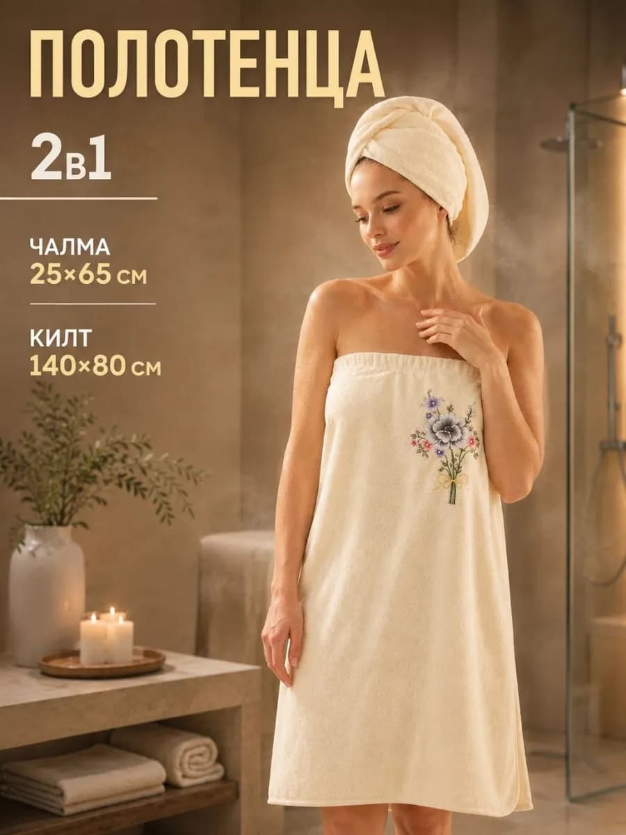 Набор для бани и сауны, килт и чалма