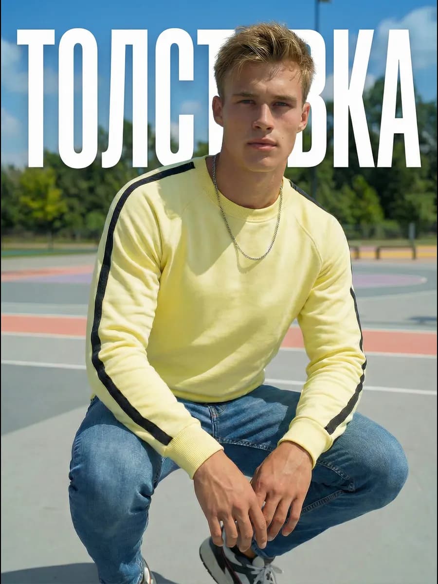 Толстовка желтая мужская