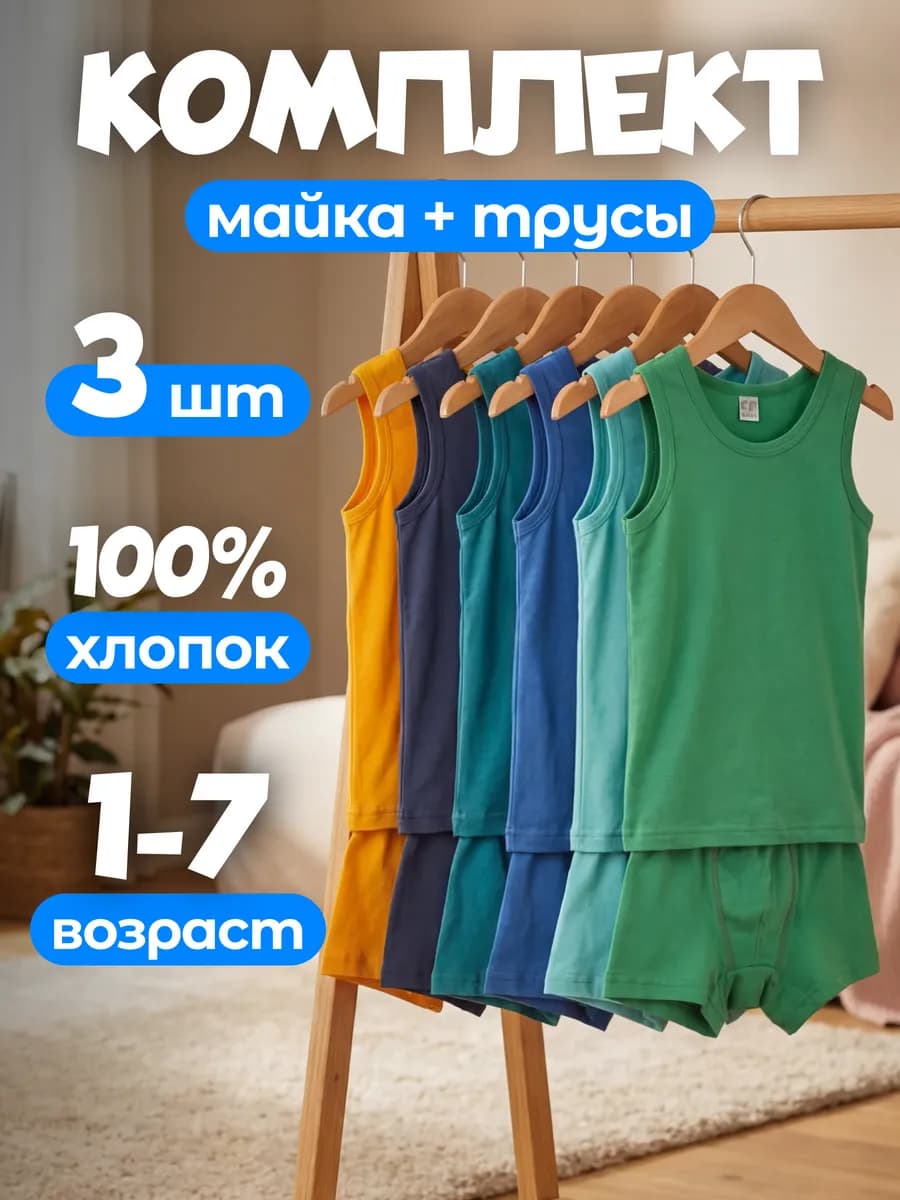 Комплект белья майка и трусы 3 шт