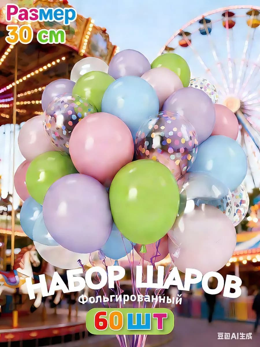 Воздушные шары для праздника 60 шт