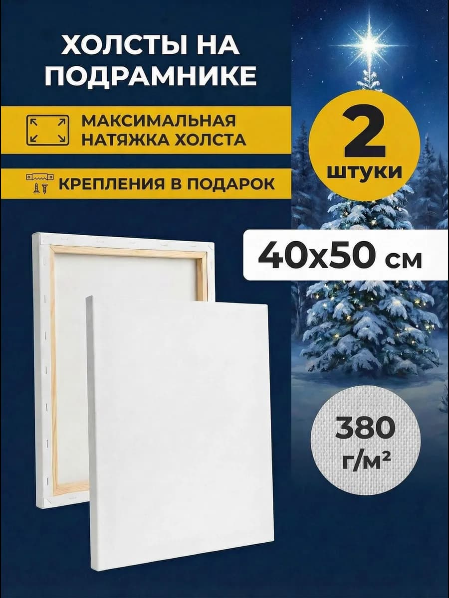 Холст для рисования 40х50см, набор 2 штуки