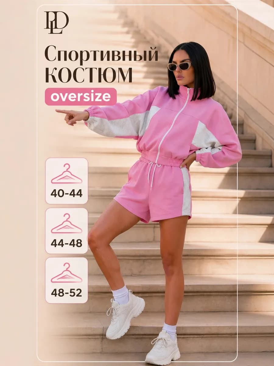 Костюм спортивный с шортами летний оверсайз