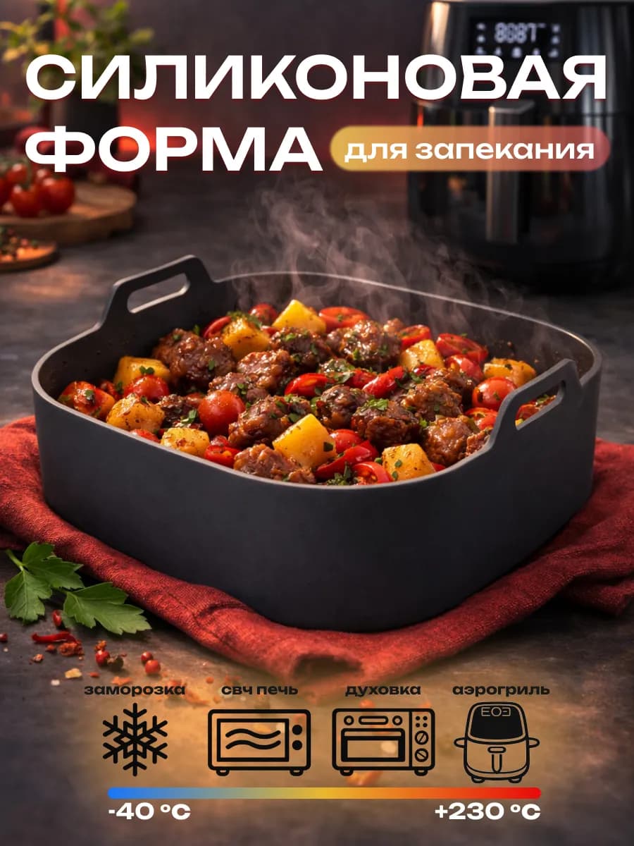 Силиконовая форма для аэрогриля квадратная