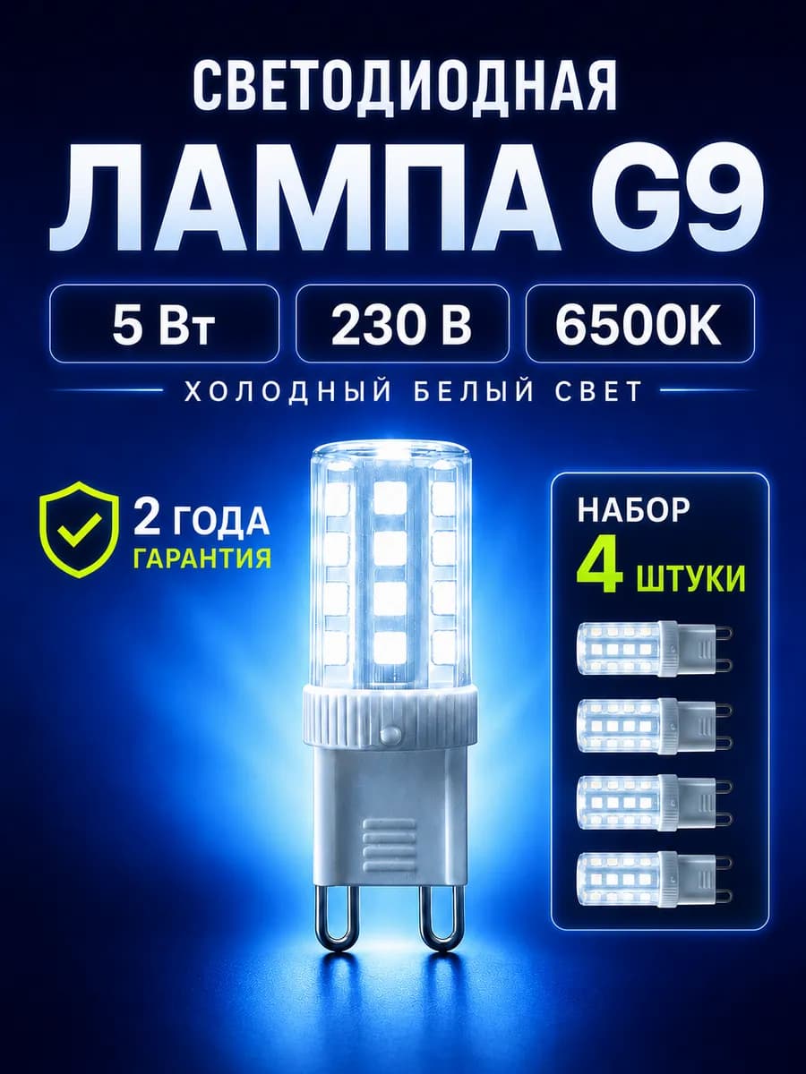 Лампочки g9 5w холодного света светодиодные капсульные led