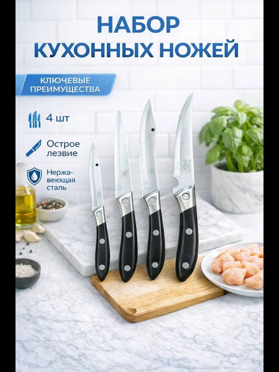 Набор ножей кухонных из нержавеющей стали