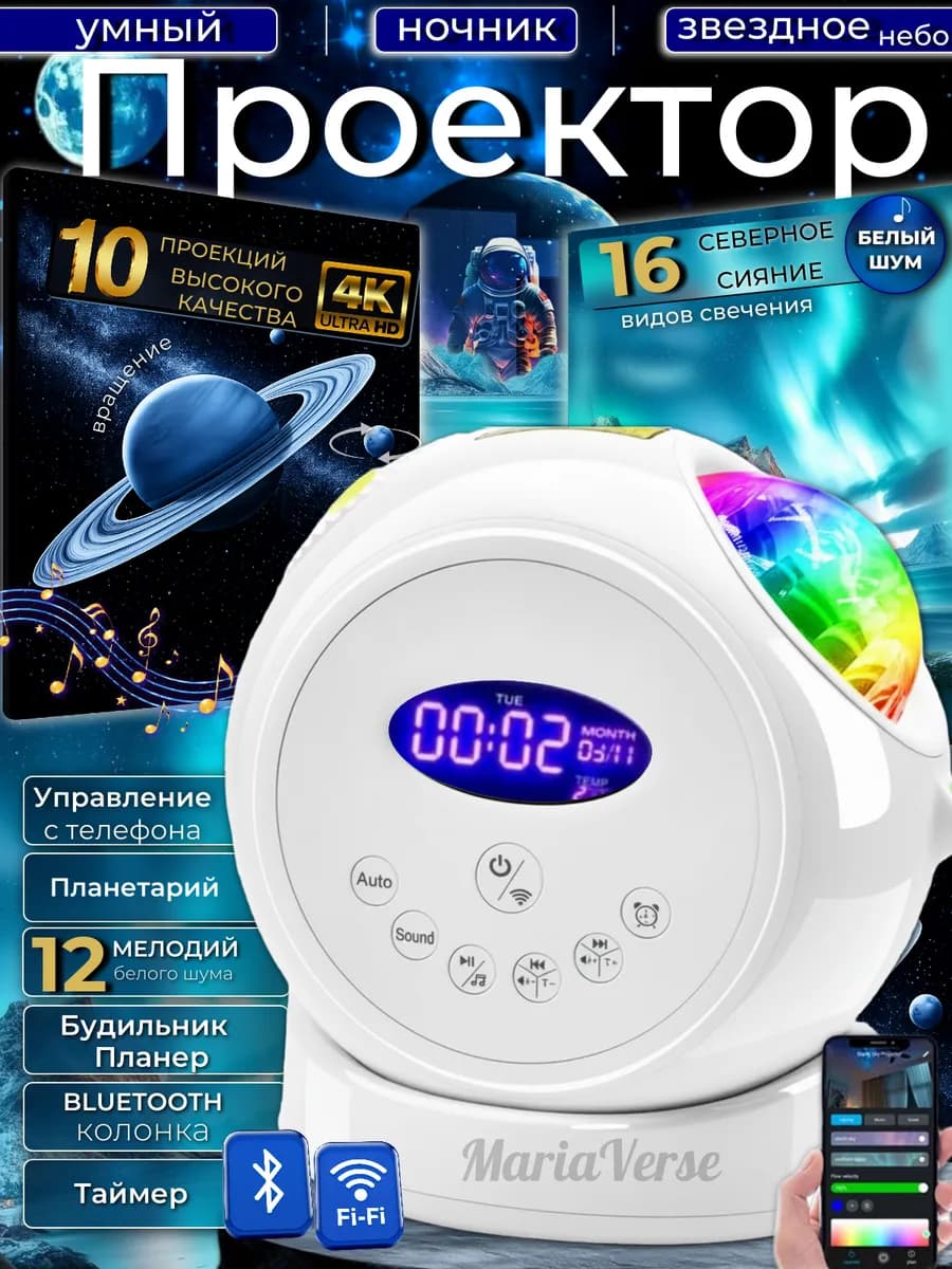 Ночник проектор звездное небо и северное сияние