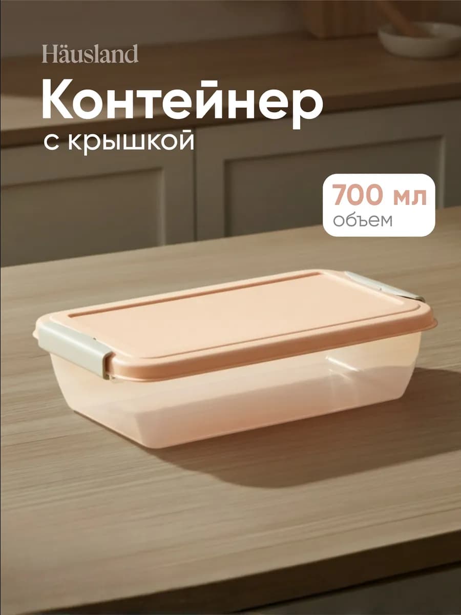 Контейнер для продуктов с защёлками 700 мл прямоугольный