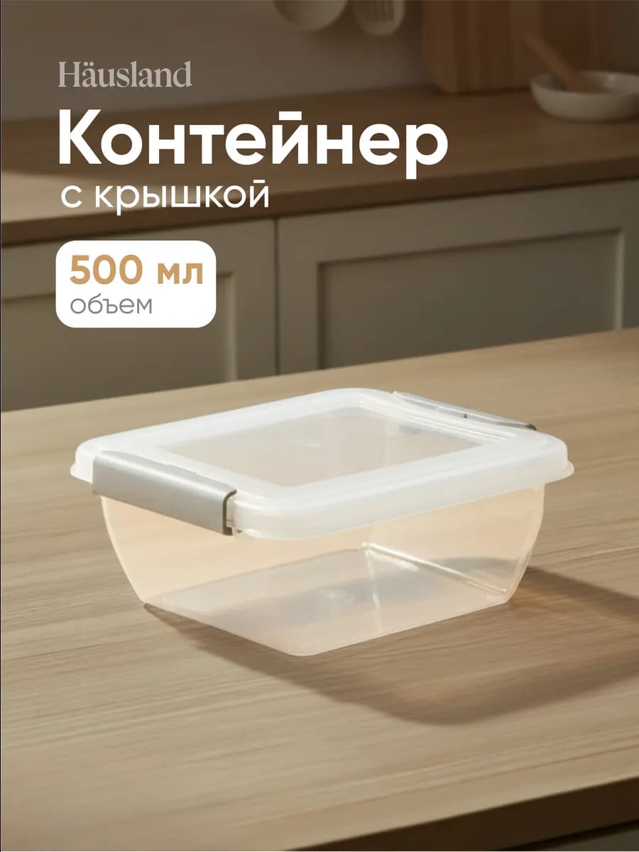Контейнер для продуктов с защёлками 500 мл квадратный