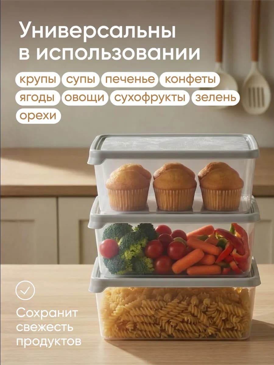 Набор контейнеров для продуктов 3 шт 1,35 литра