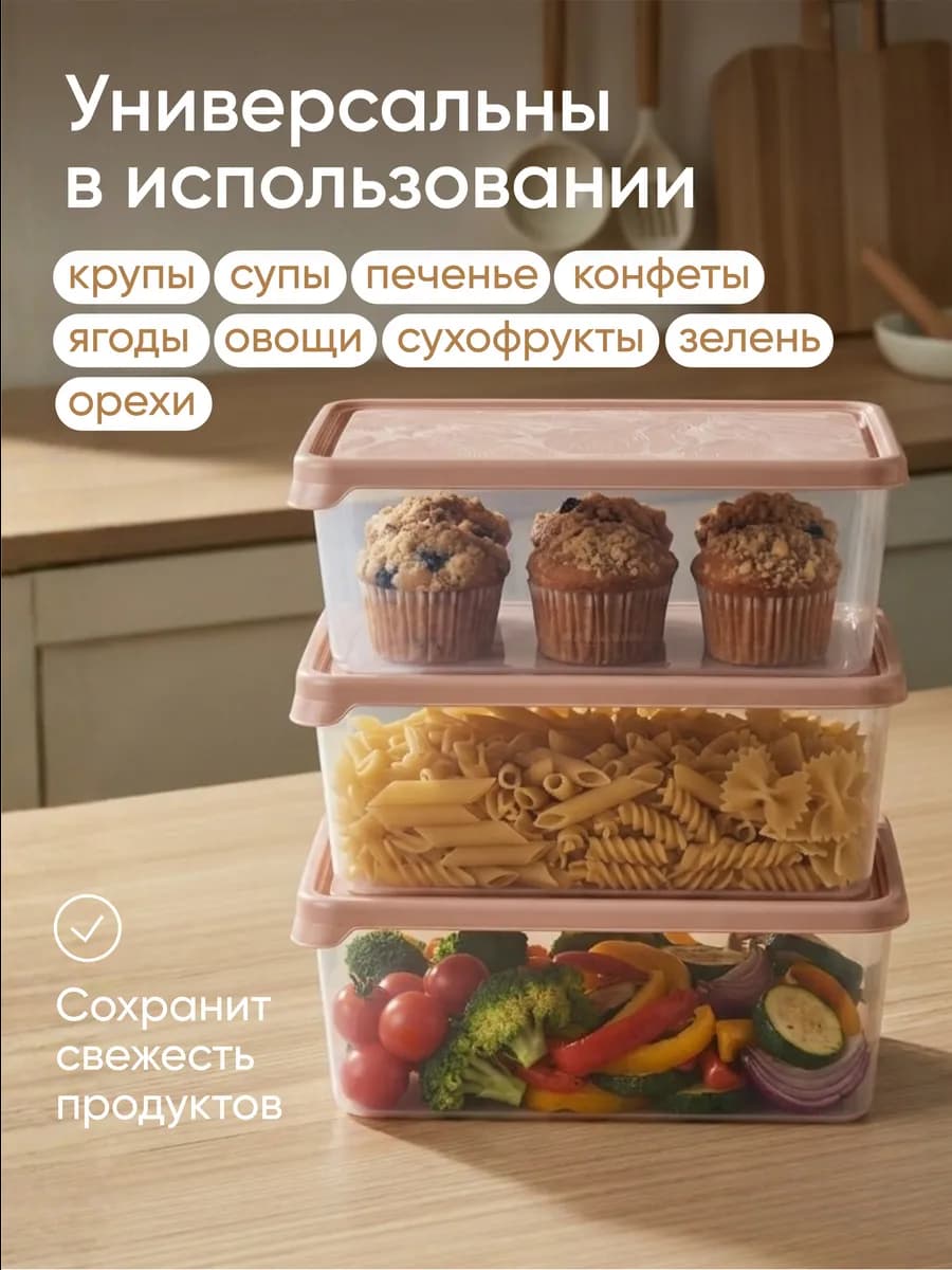 Набор контейнеров для продуктов 3 шт 1,35 литра