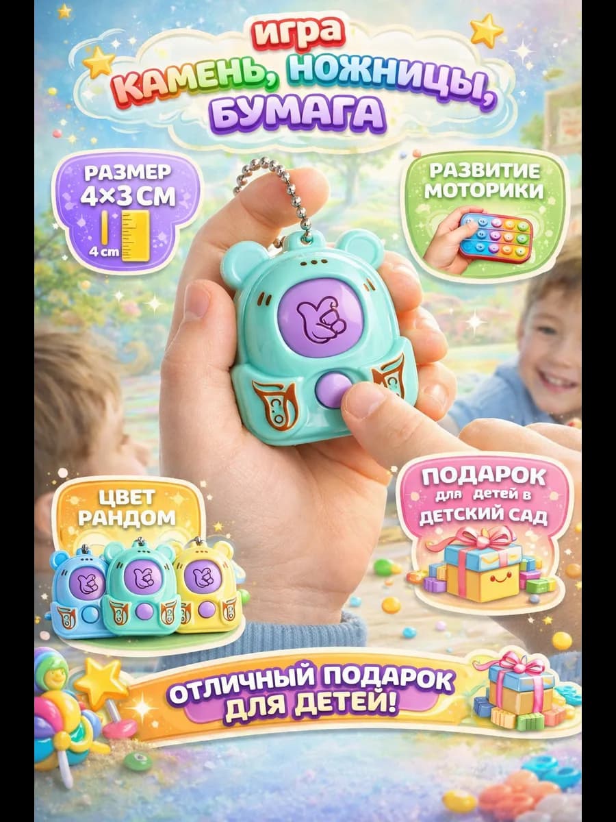 Игрушка антистресс для детей Камень, ножницы, бумага, микс
