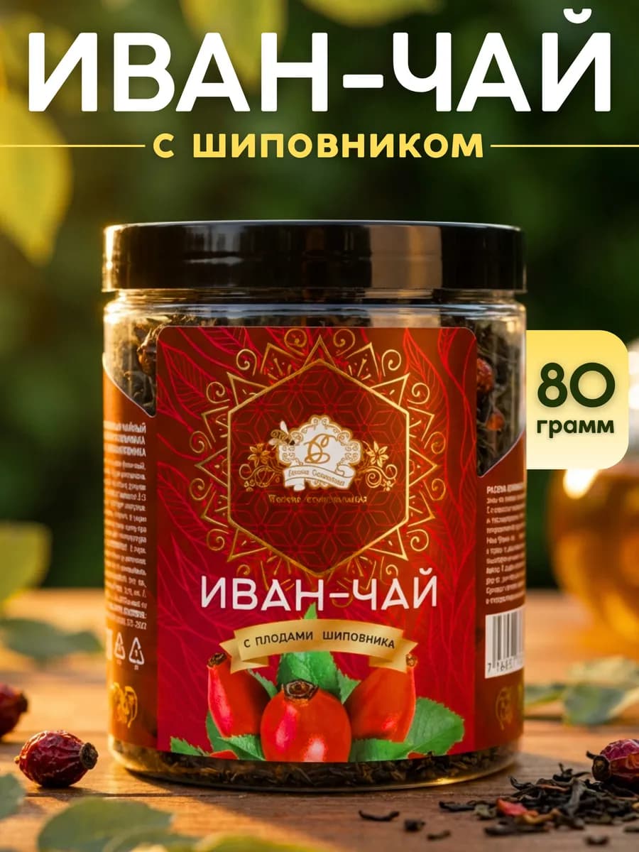 Иван-чай с плодами шиповника 80гр