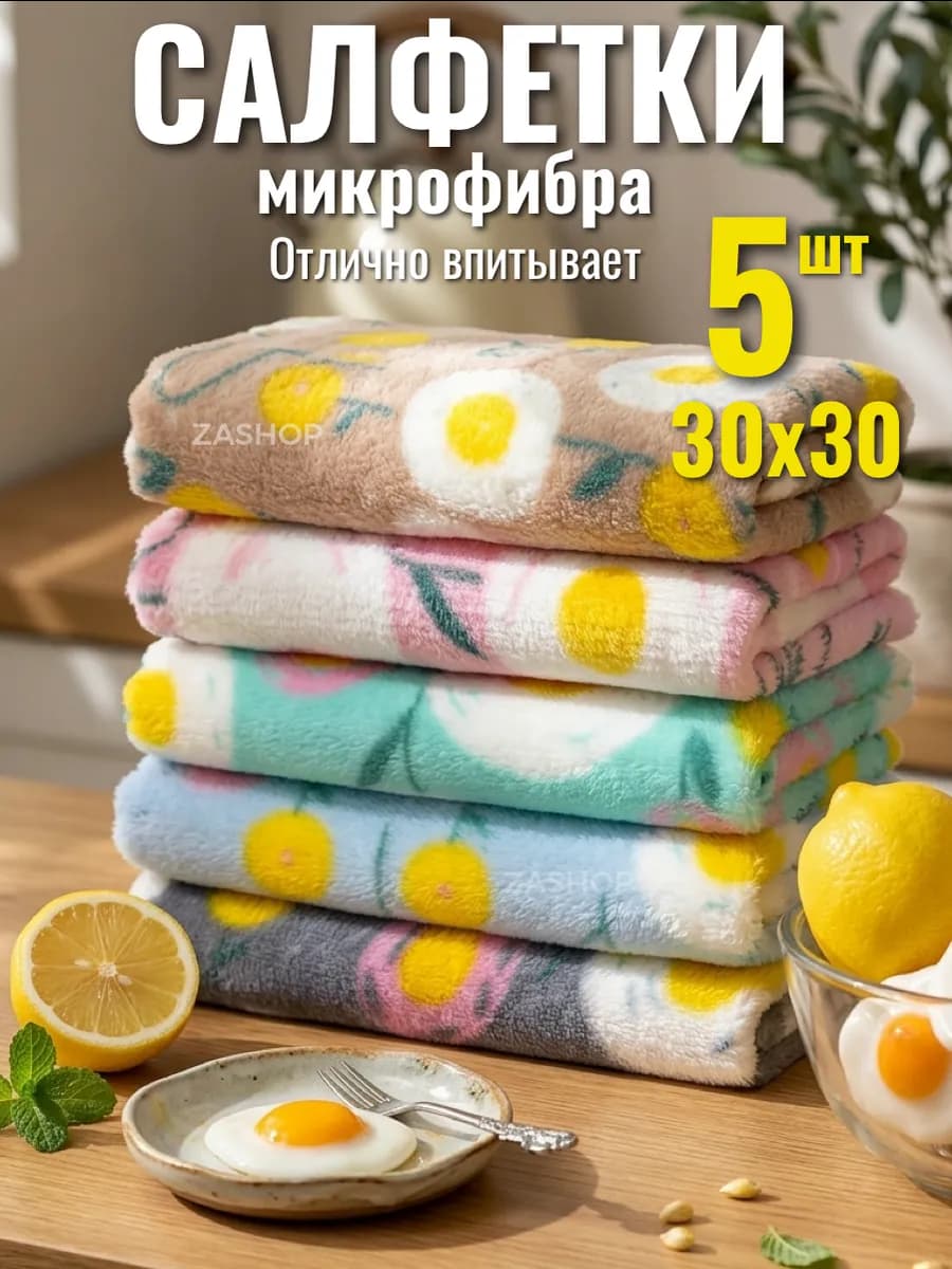 Салфетки для уборки из микрофибры 5 шт