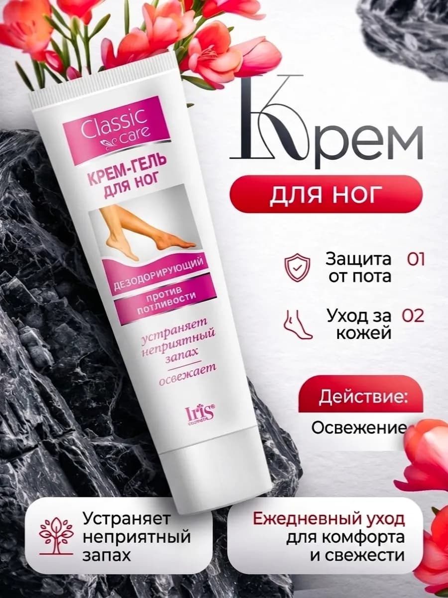 Крем гель для ног дезодорирующий против потливости