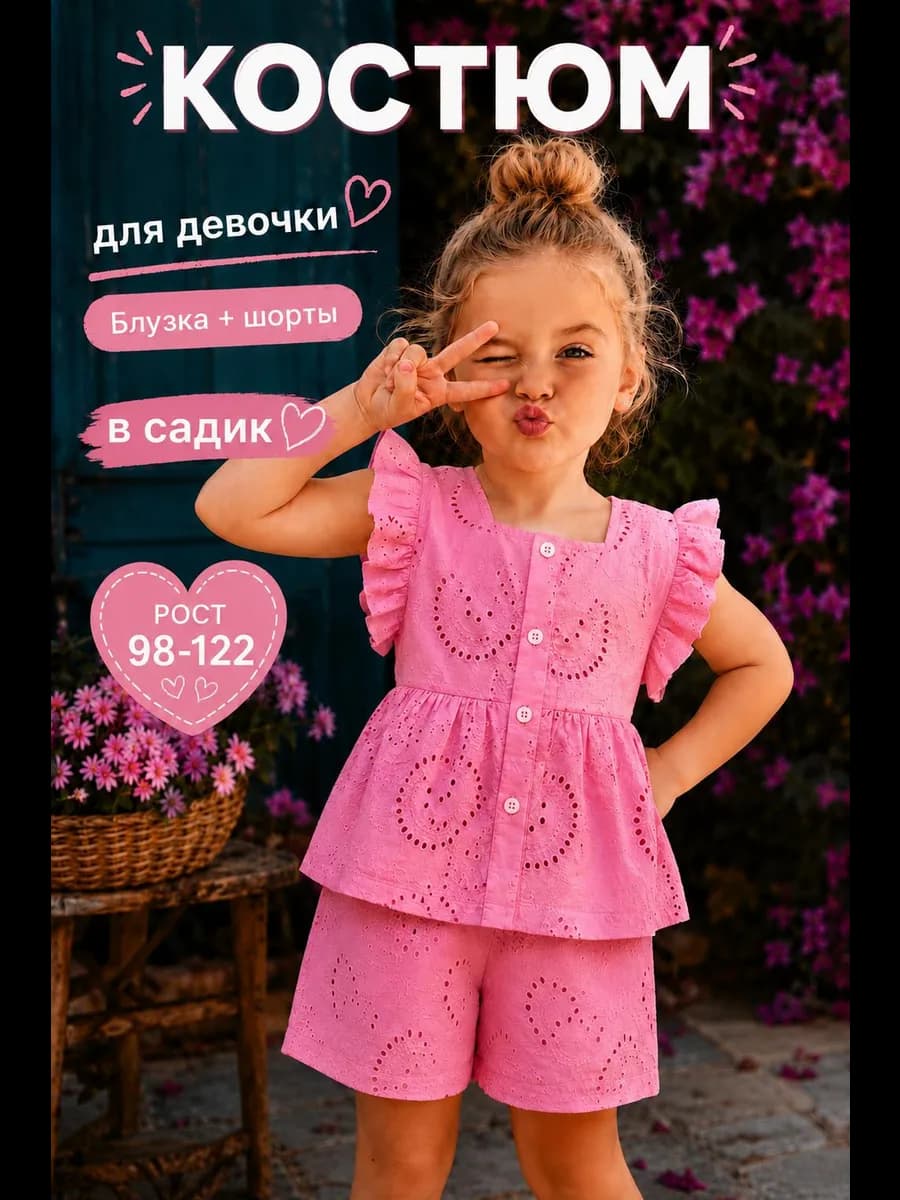 Костюм двойка блузка и шорты в садик