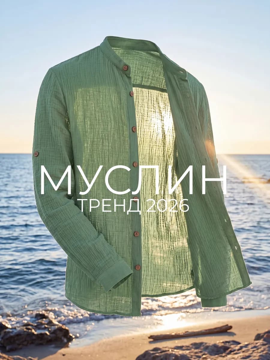 Рубашка муслиновая летняя с длинным рукавом воротник стойка