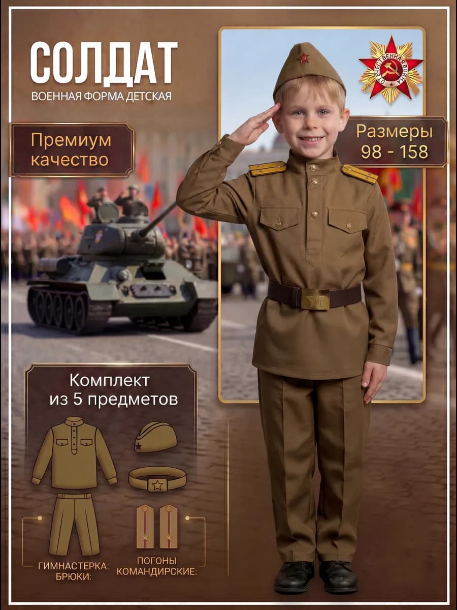 Военная форма карнавальный костюм солдата 9 мая