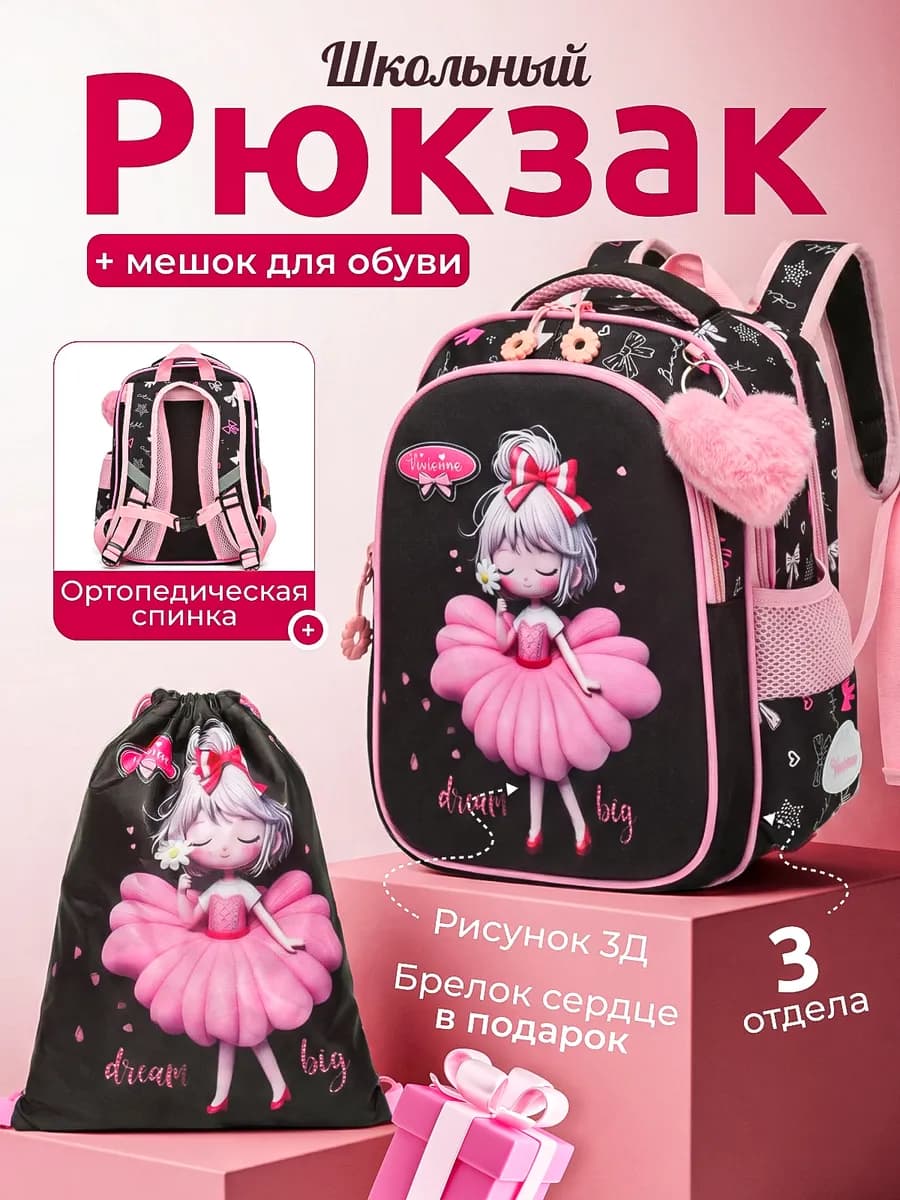 Рюкзак школьный для девочки 1 класс ортопедический