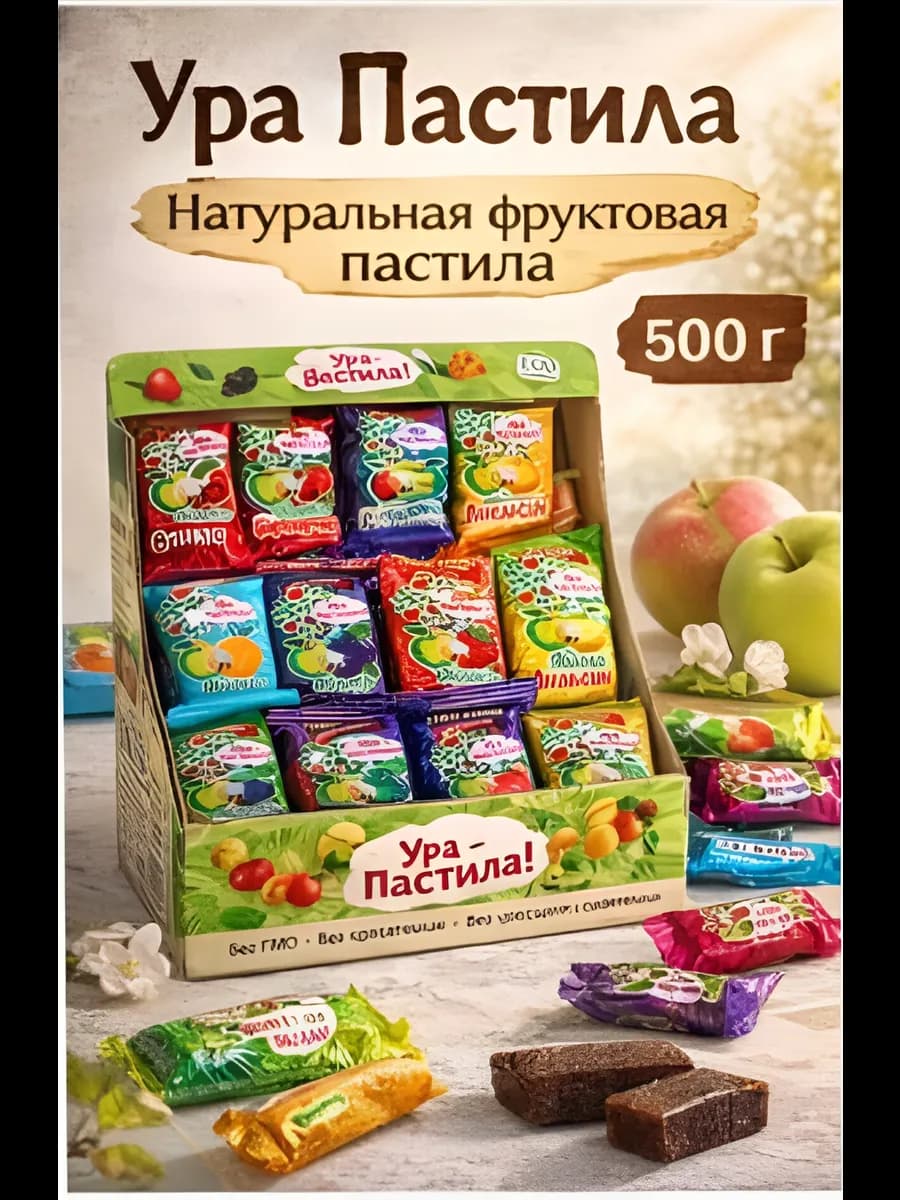 Ура пастила без сахара натуральная фруктовое ассорти