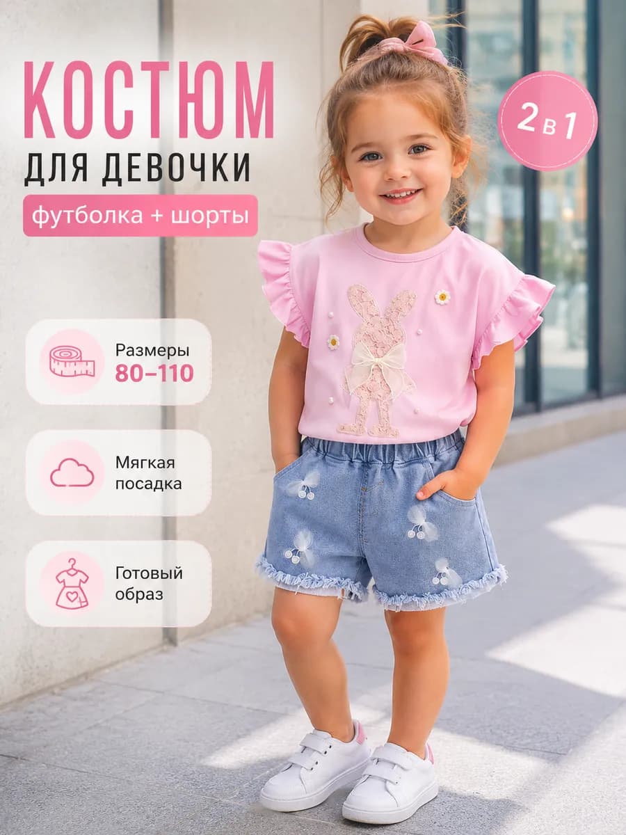Костюм летний для девочки с шортами в садик